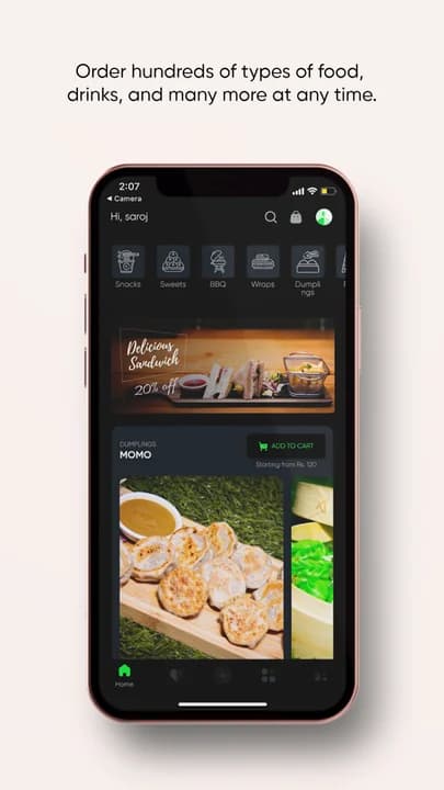 Sweed mobile food listing screen
