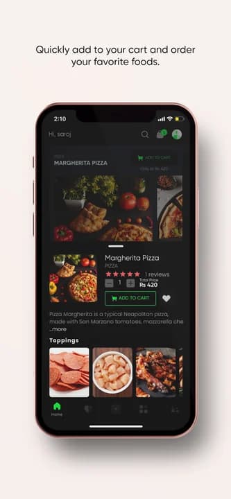 Sweed mobile order screen