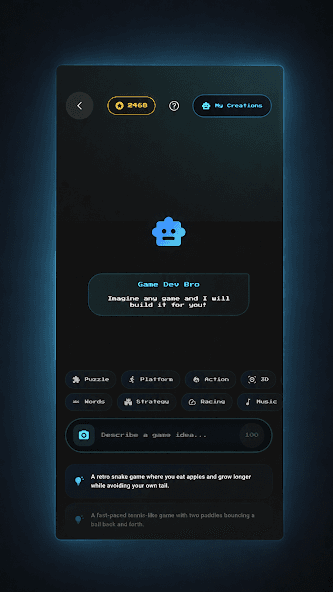 Alt Games Portal Play Store screenshot showing AR game generation promotion